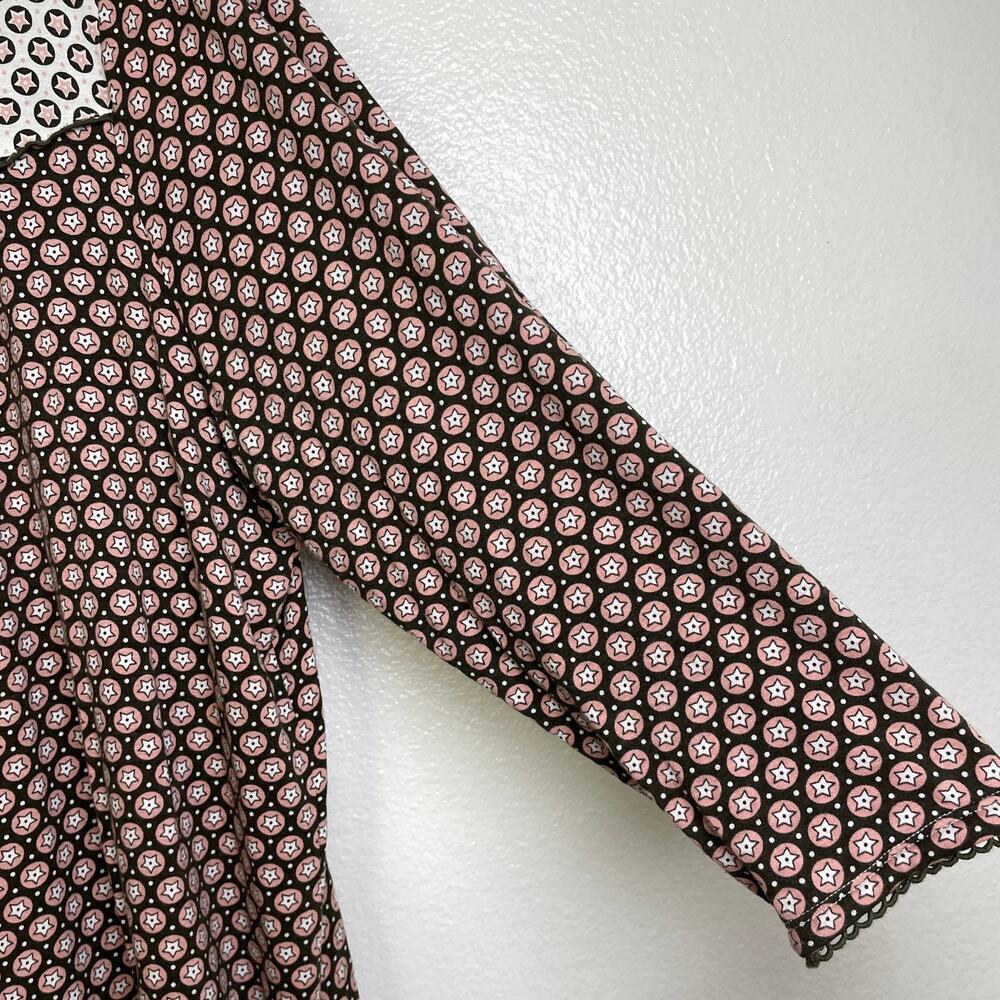 Boden Long Sleeve Shirt Womens Size 18 Plus Natasha Star Print Stretch Scallop - Picture 6 of 10
